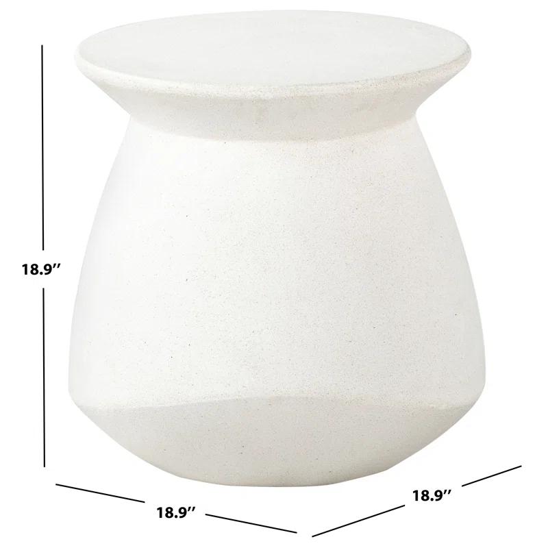 Ivory Round Concrete Pedestal Outdoor Accent Table