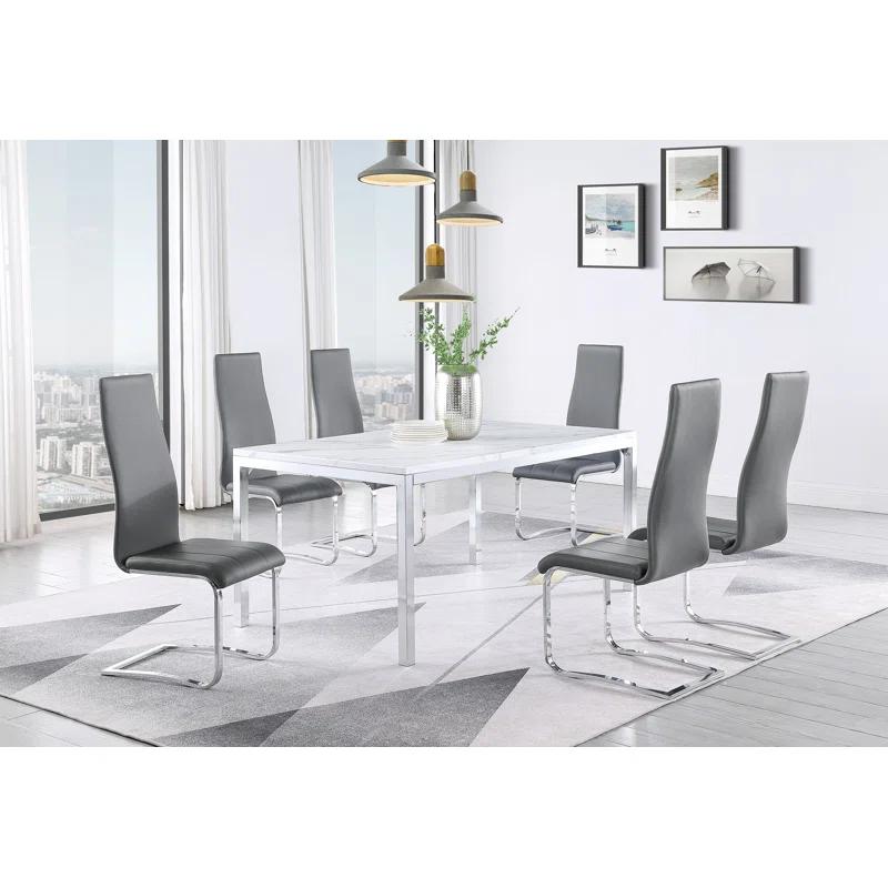 Genuine Leather Upholstered Cantilever Chair