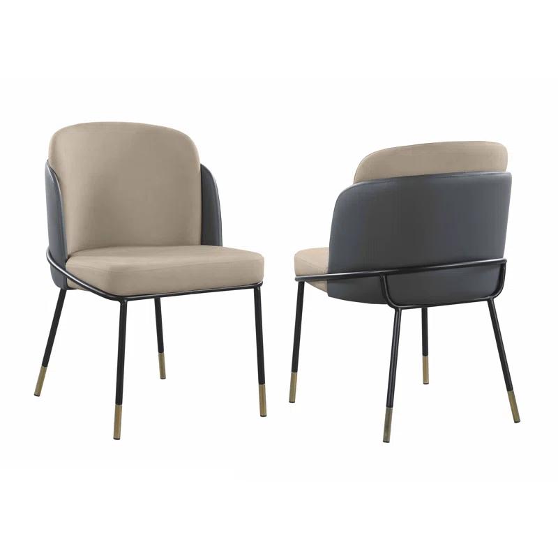 Dining Set w/ Extendable Marbleized Ceramic Table & 2Tone Chairs w/ Golden Accents