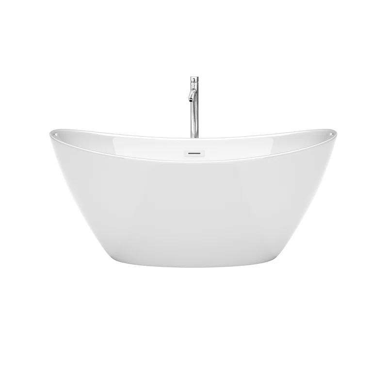 Wyndham Collection WCBTE652060SWATPPC Dorrit 60" x 32" Freestanding Soaking Acrylic Bathtub with Faucet