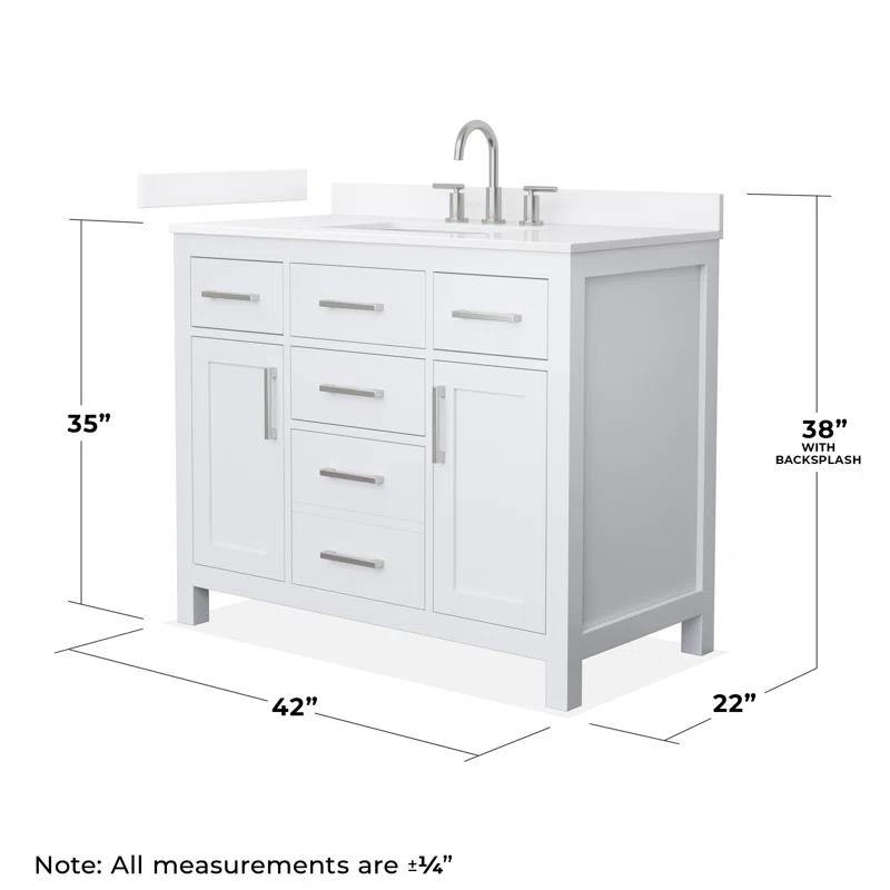 Wyndham Collection Beckett 42" Freestanding Single Bathroom Vanity with Quartz Top