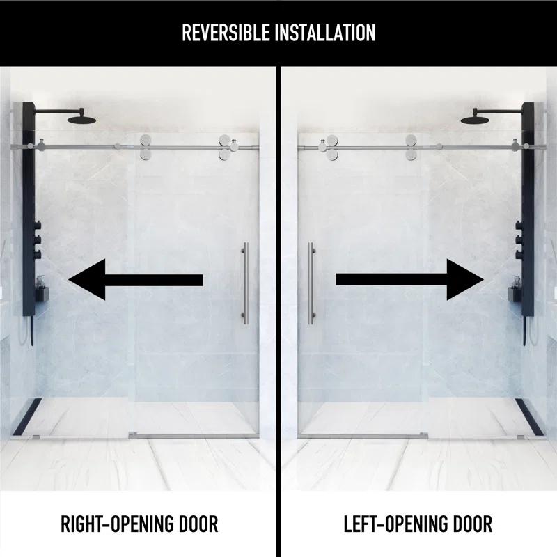Elan 56-60" W x 74" H Sliding Frameless Shower Door with 3/8" Clear Glass
