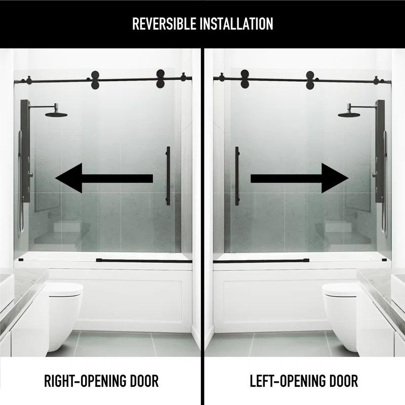 Elan 56-60" W x 66" H Sliding Frameless Tub Door with 3/8" Clear Glass
