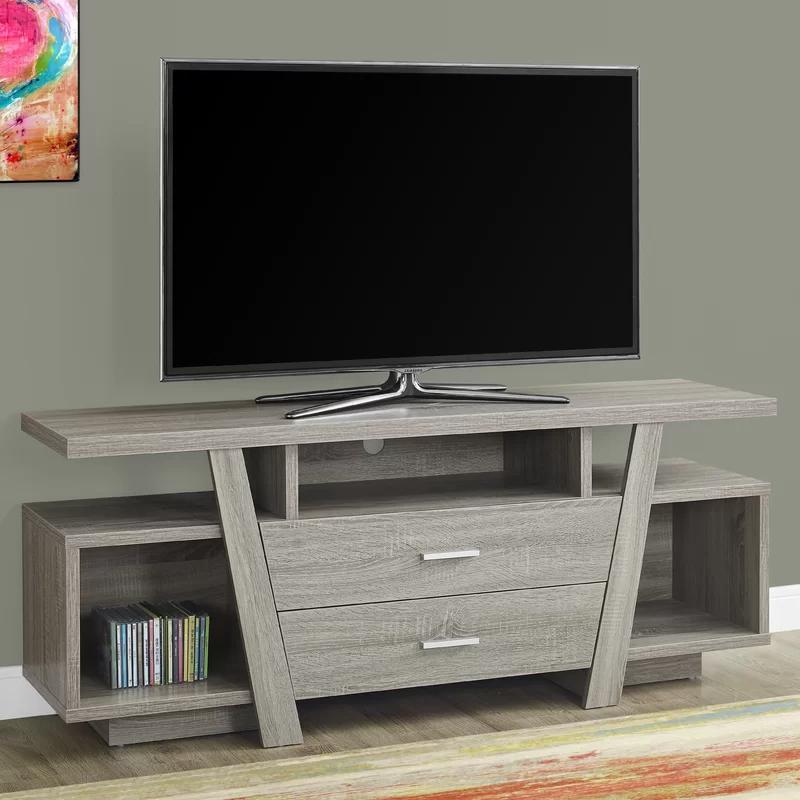 Transitional 60'' Dark Taupe TV Stand with Cabinet and Drawers