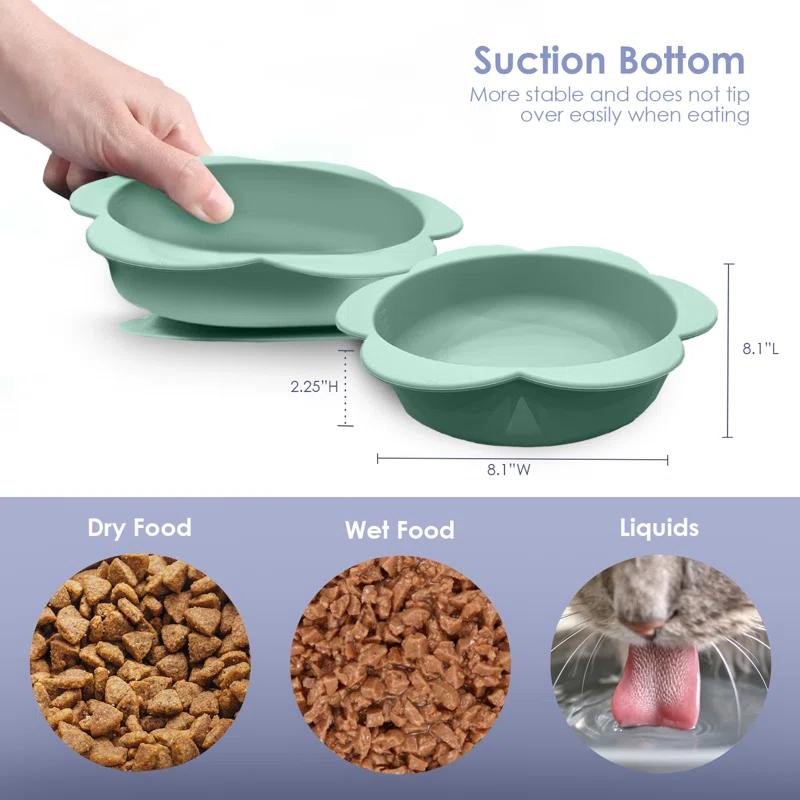 Precious Tails P.t. Supply Co. Small Flower-shaped Silicone Pet Bowl With Non-slip Suction Base