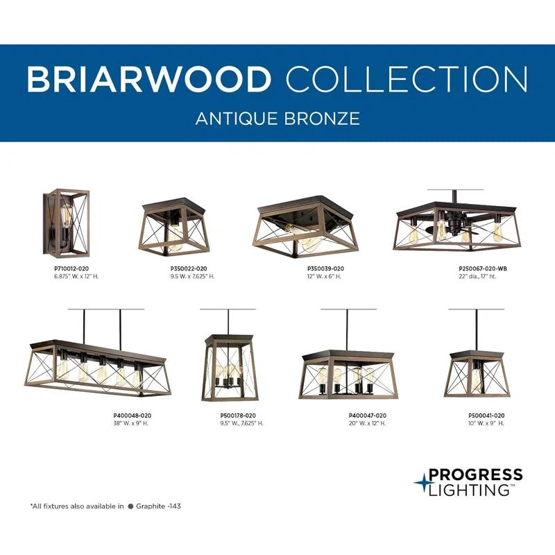 Progress Lighting Briarwood Antique Bronze Wall Sconce With Faux Wood Enclosure