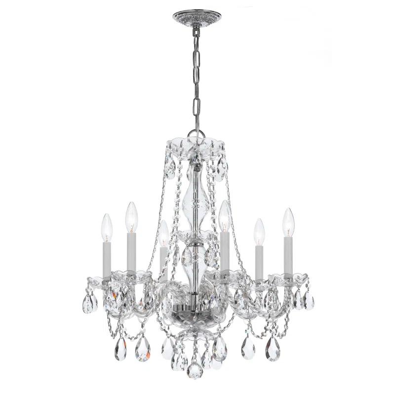 Mini 6-Light Chrome Crystal Candle Chandelier with Hand Cut Crystals