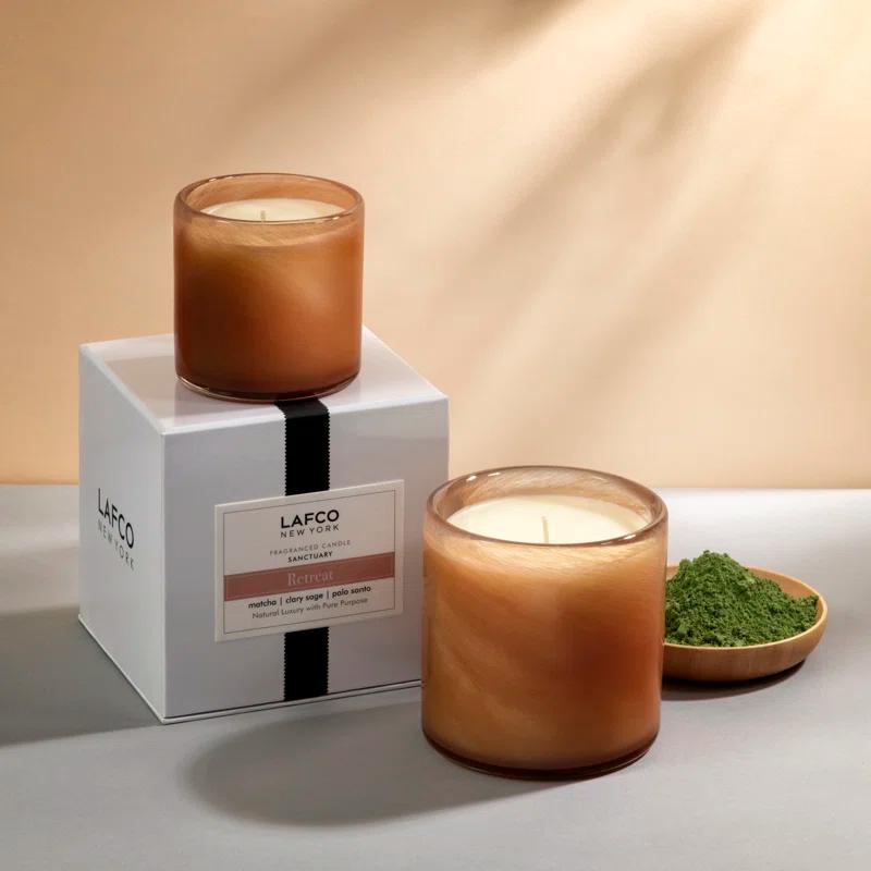 Retreat Sanctuary 15.5oz Hand-Blown Glass Soy Candle - Green & Lavender