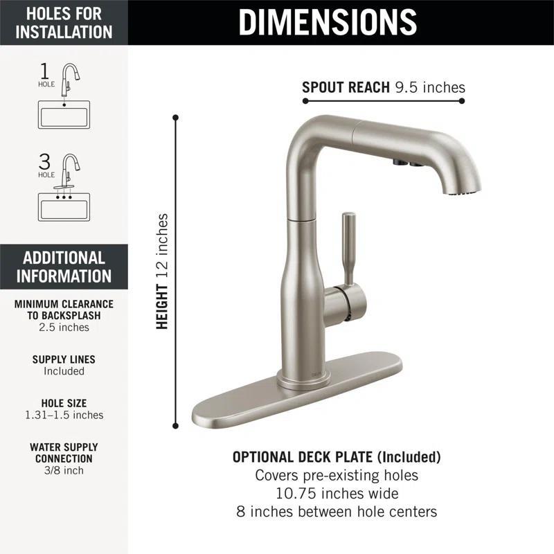 Almari Pull-Out Sprayer Kitchen Faucet, Single Handle Kitchen Sink Faucet