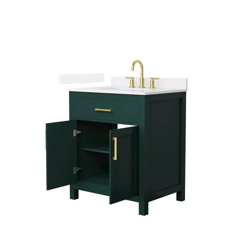 Wyndham Collection Beckett 30" Freestanding Single Bathroom Vanity with Quartz Top