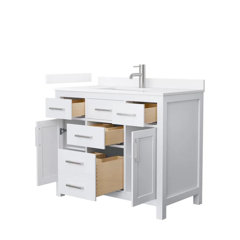 Wyndham Collection Beckett 42" Freestanding Single Bathroom Vanity with Quartz Top
