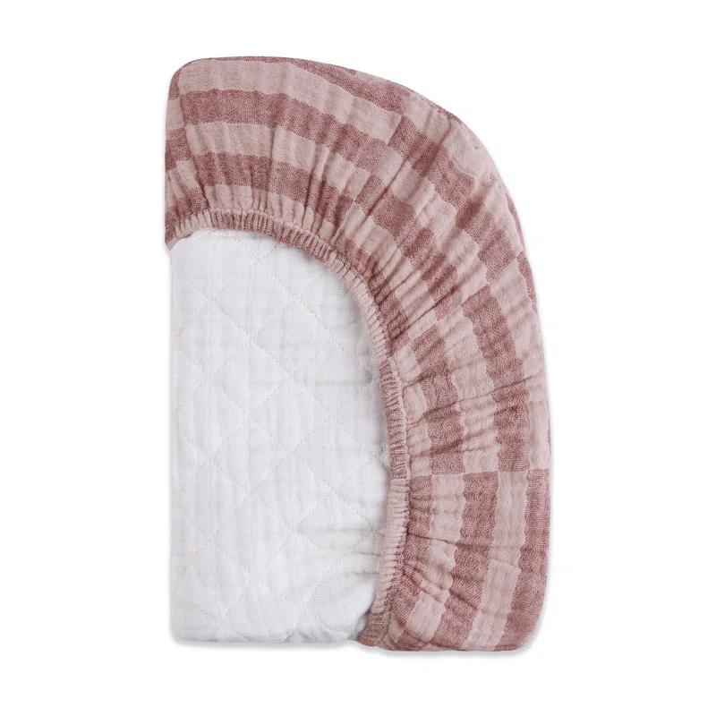 babyletto Maroon Stripe Quilted Muslin Changing Pad Cover