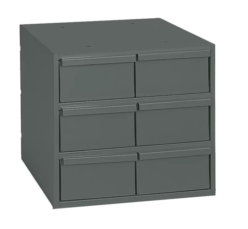 Compact Gray Steel 6-Drawer Organizer Cabinet with Adjustable Dividers