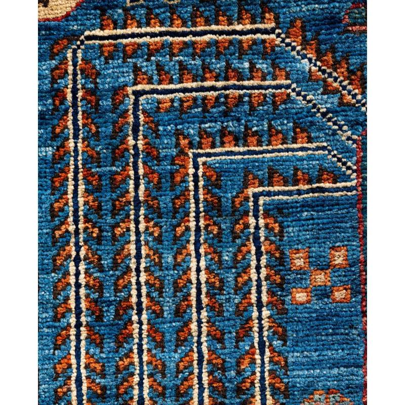 Handmade Blue Wool Geometric Persian Style Area Rug