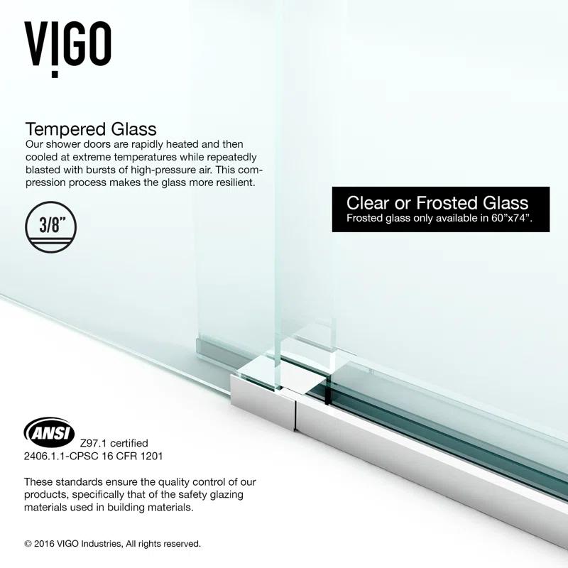 Elan 56-60" W x 66" H Sliding Frameless Tub Door with 3/8" Clear Glass