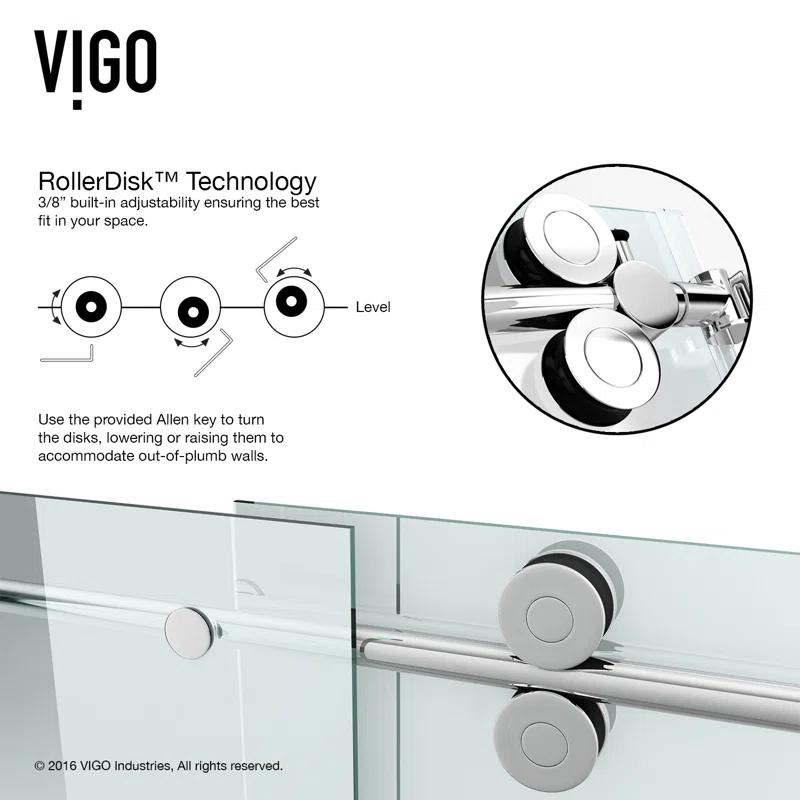 Elan 56-60" W x 66" H Sliding Frameless Tub Door with 3/8" Clear Glass