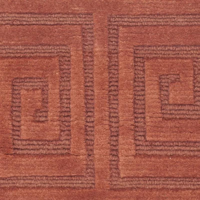 Rustic Geometric Hand-Knotted Wool Rug - 6' x 9' - Rust