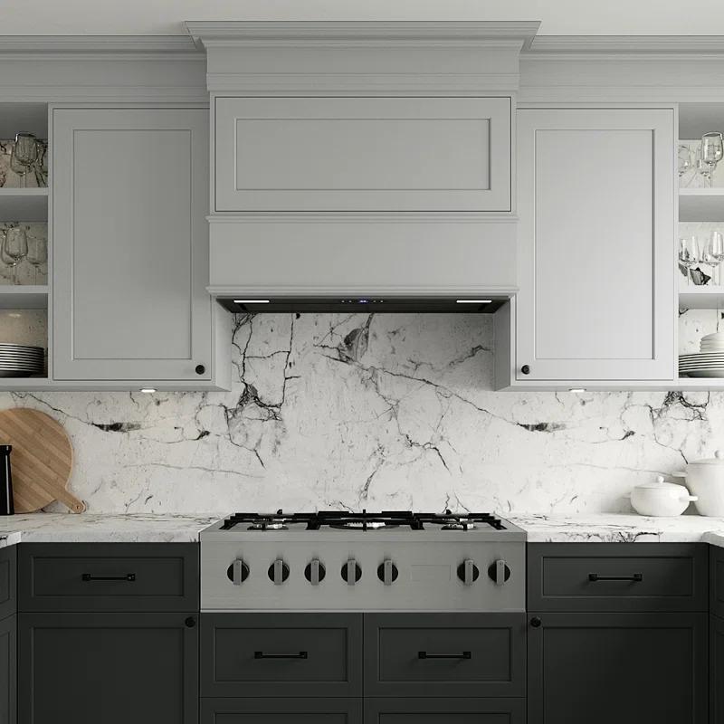 Streamline 36 In. T-11503-1-DL Isernia Ductless Insert 350 CFM Range Hood In Glossy Black With Mesh Filters, Touchpad Control, LED Lights