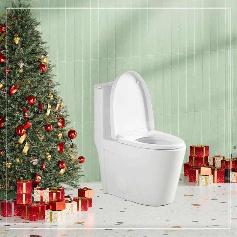 One-Piece Toilet, 1.1/1.60 GPF Water-Efficient Dual-Flush Elongated Comfort Height Floor Mounted, Standard-Size Toilet With Soft Closing Seat Included