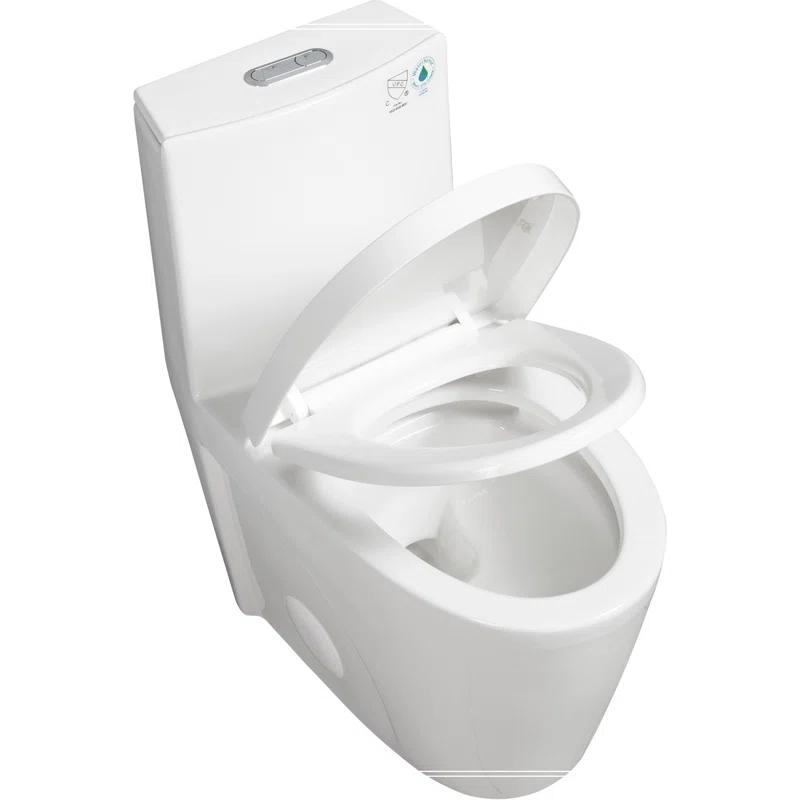 One-Piece Toilet, 1.1/1.60 GPF Water-Efficient Dual-Flush Elongated Comfort Height Floor Mounted, Standard-Size Toilet With Soft Closing Seat Included