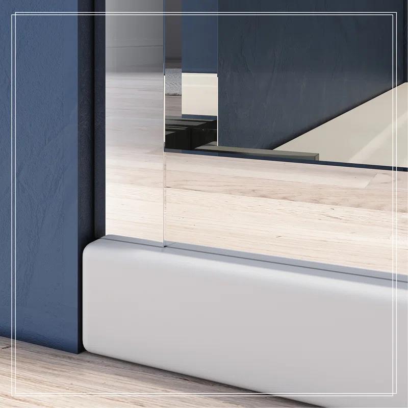 VODYXSEP Sliding Shower Glass Door 56-60 In. W X 72 In. H, Adjustable Semi Frameless Shower Door, Certified Thick Clear Clear Tempered Glass, 304 Stainless Steel Handles Y4VO-W2269P144322