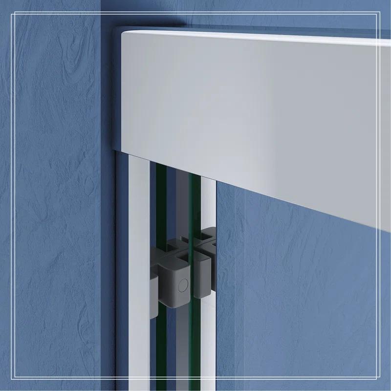 VODYXSEP Sliding Shower Glass Door 56-60 In. W X 72 In. H, Adjustable Semi Frameless Shower Door, Certified Thick Clear Clear Tempered Glass, 304 Stainless Steel Handles Y4VO-W2269P144322