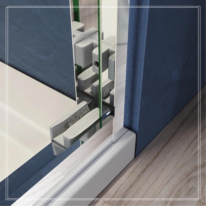 VODYXSEP Sliding Shower Glass Door 56-60 In. W X 72 In. H, Adjustable Semi Frameless Shower Door, Certified Thick Clear Clear Tempered Glass, 304 Stainless Steel Handles Y4VO-W2269P144322