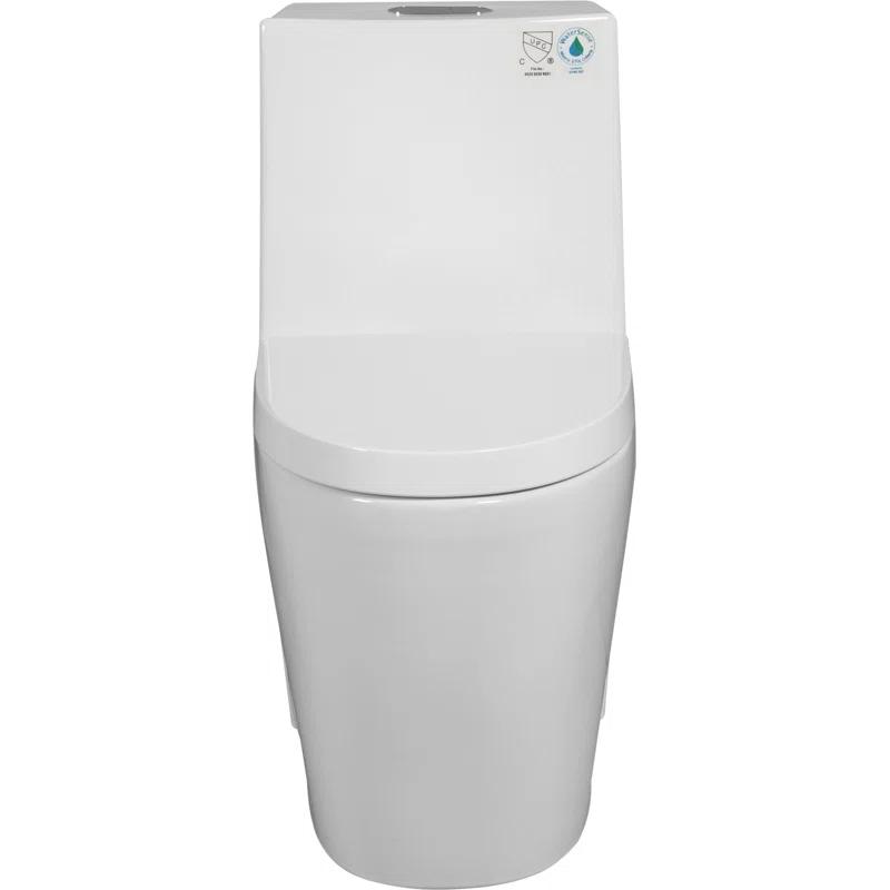 One-Piece Toilet, 1.1/1.60 GPF Water-Efficient Dual-Flush Elongated Comfort Height Floor Mounted, Standard-Size Toilet With Soft Closing Seat Included