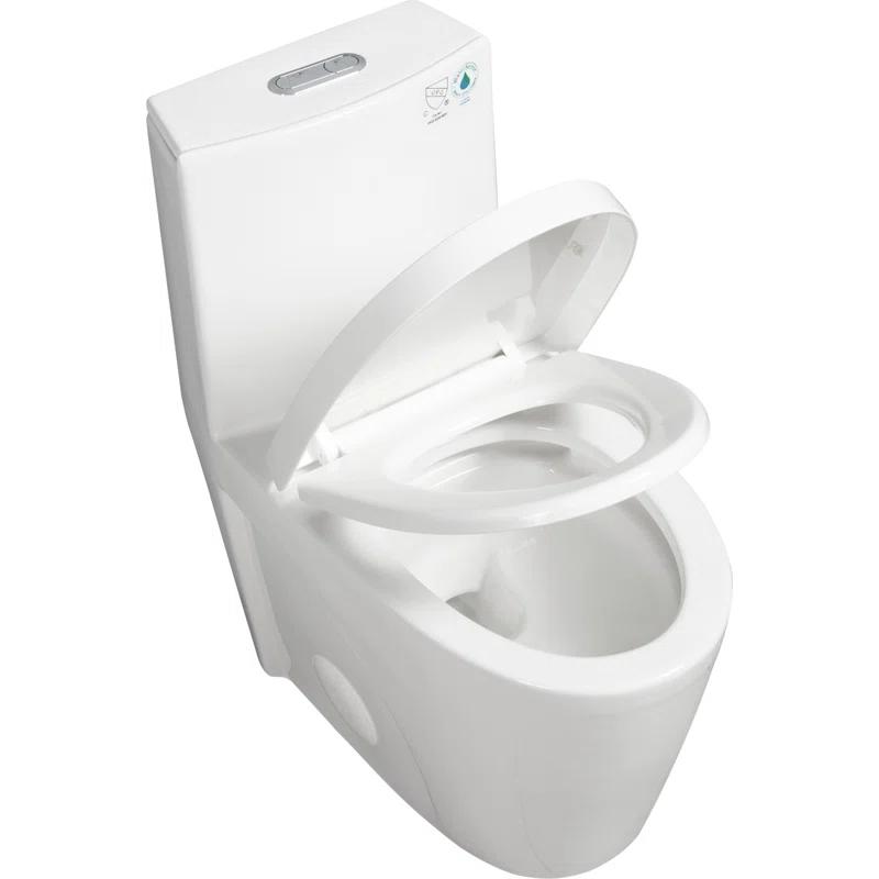 One-Piece Toilet, 1.1/1.60 GPF Water-Efficient Dual-Flush Elongated Comfort Height Floor Mounted, Standard-Size Toilet With Soft Closing Seat Included