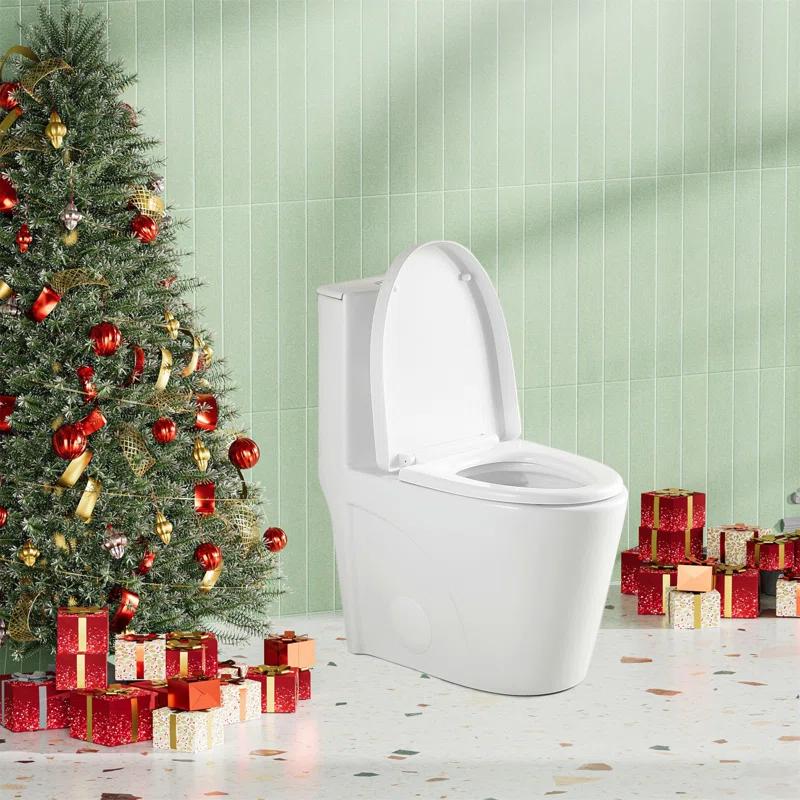 One-Piece Toilet, 1.1/1.60 GPF Water-Efficient Dual-Flush Elongated Comfort Height Floor Mounted, Standard-Size Toilet With Soft Closing Seat Included