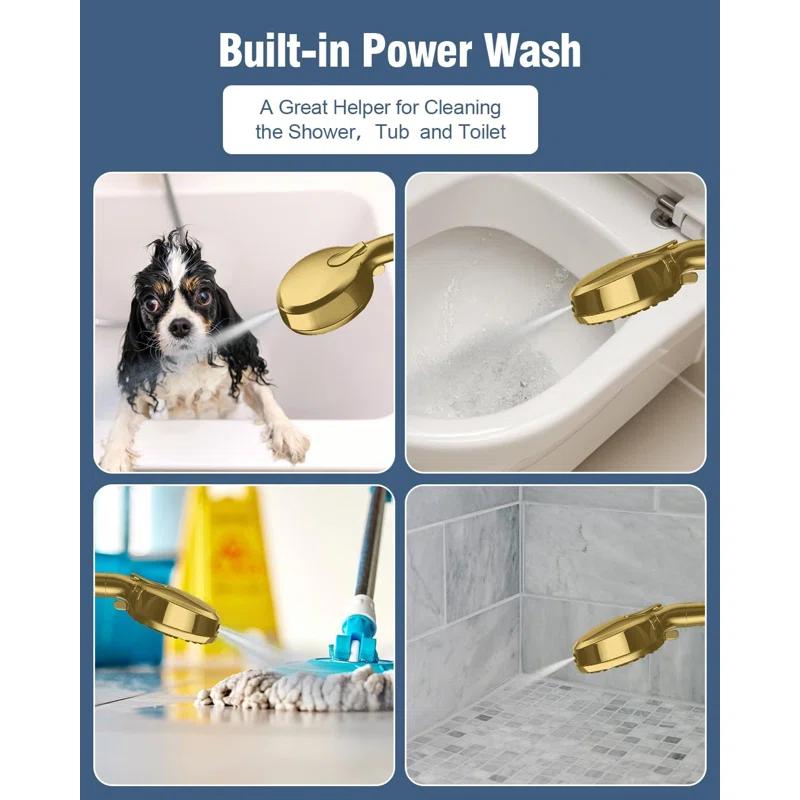 6-Mode Luxury Filtered Handheld Shower Head Set With Adjustable Bracket And Long Hose