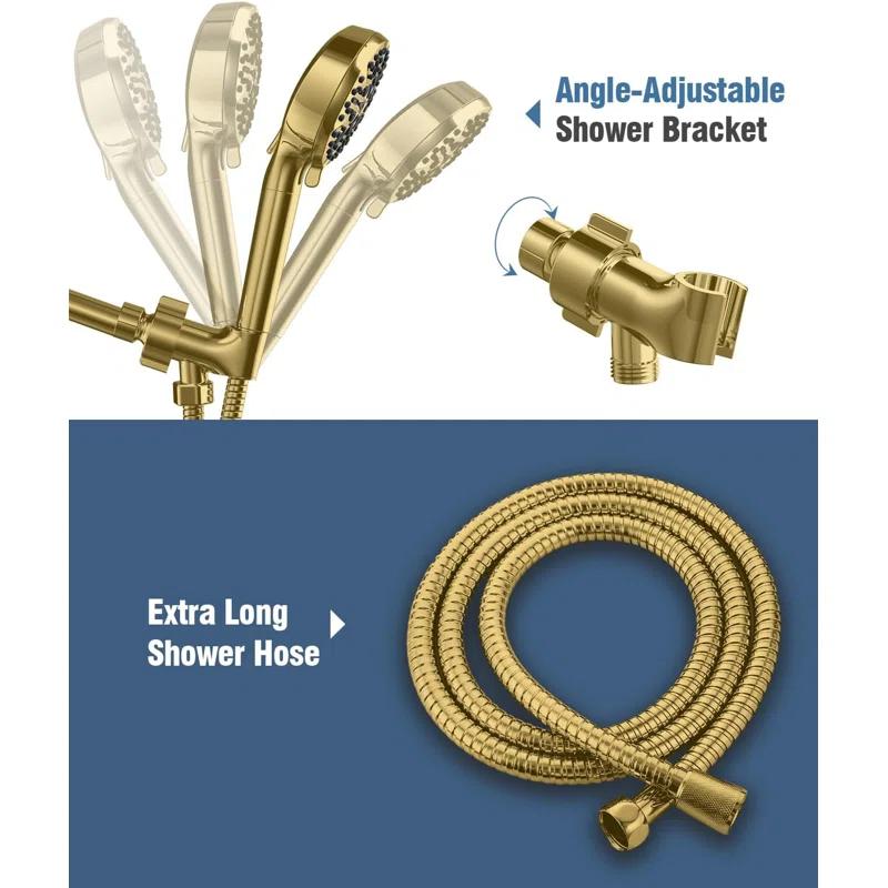 6-Mode Luxury Filtered Handheld Shower Head Set With Adjustable Bracket And Long Hose