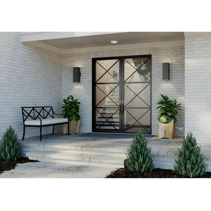 Square Collection 6" Aluminum Up/Down Matte Black Outdoor Wall Lantern Light