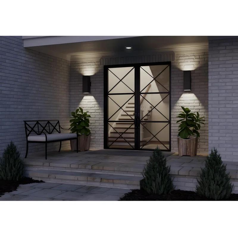 Square Collection 6" Aluminum Up/Down Matte Black Outdoor Wall Lantern Light