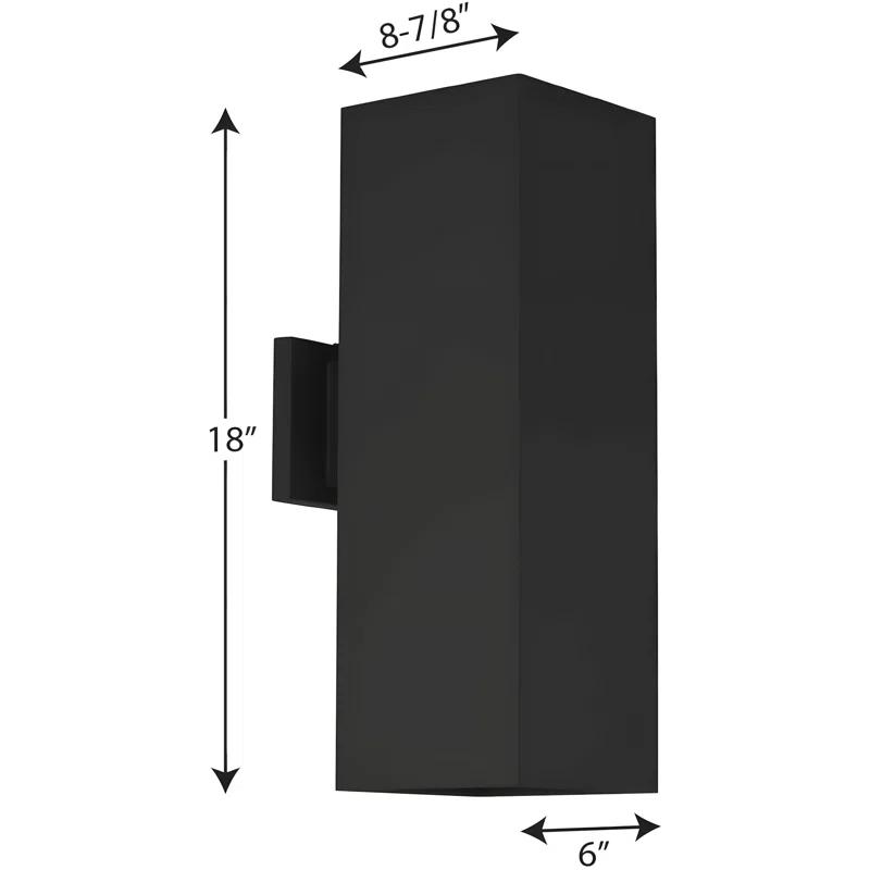 Square Collection 6" Aluminum Up/Down Matte Black Outdoor Wall Lantern Light