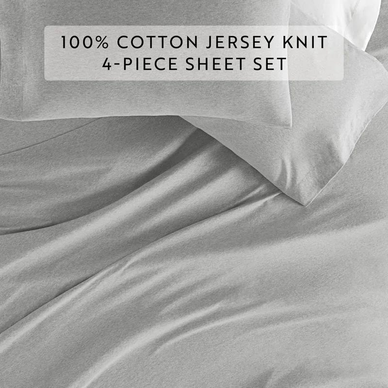 4 Piece 100% Cotton Jersey Knit Sheet Sets
