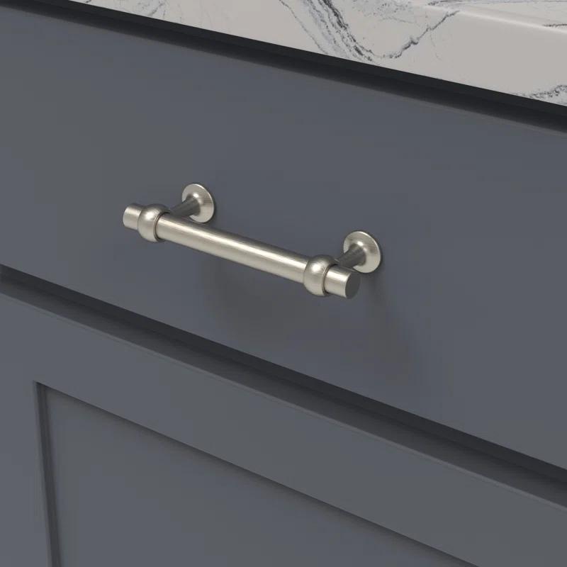 Satin Nickel Modern Bar Pull with Mounting Hardware