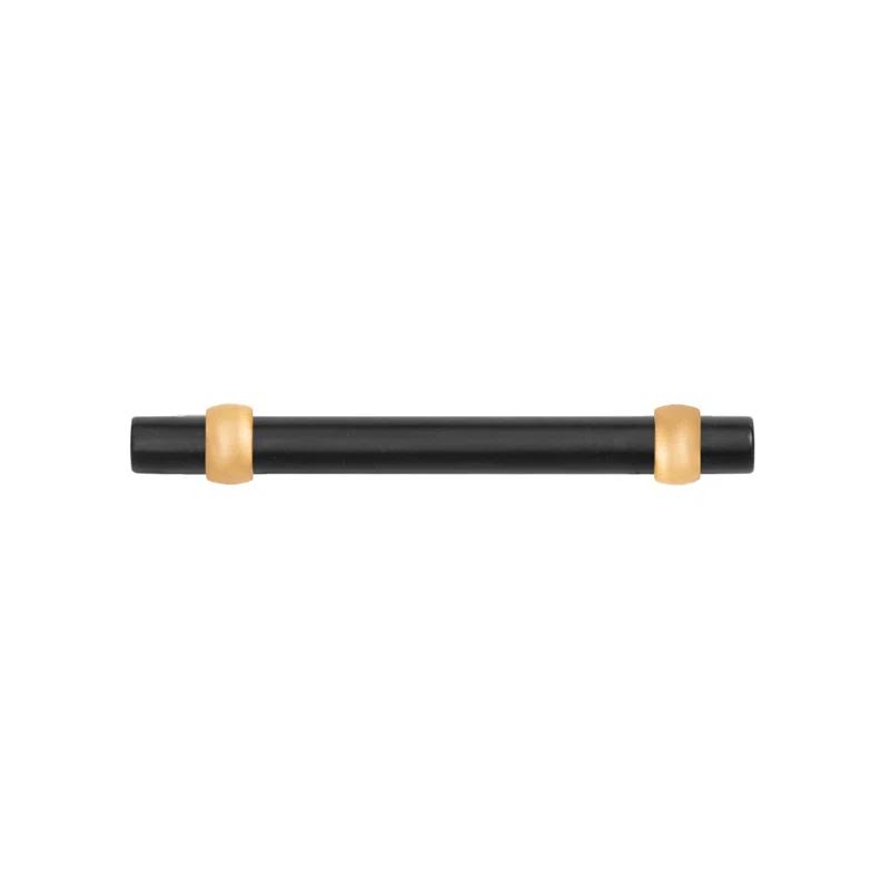 6 3/8" Matte Black and Brushed Brass Bar Pull