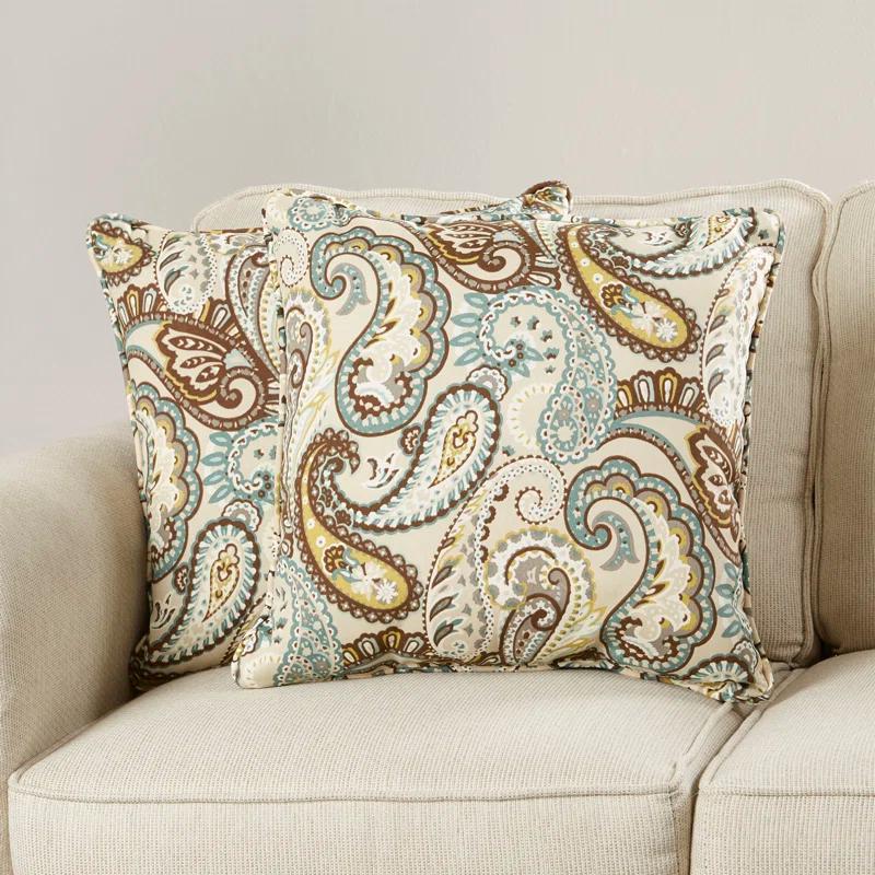 Pillow Perfect Tamara Paisley Indoor/Outdoor Reversible Throw Pillow (Set of 2)