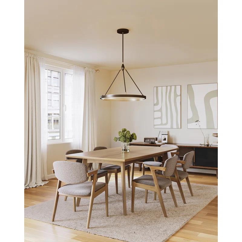 Modern Frosted Glass LED Pendant in Brushed Nickel
