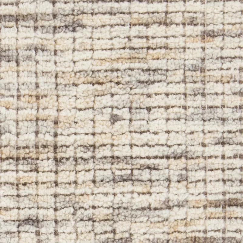 Hand-Knotted Beige Geometric Wool Blend 5' x 7' Area Rug