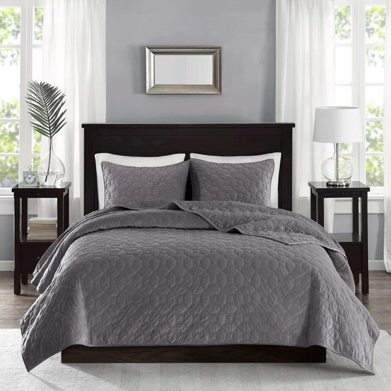 Madison Park Harper 3 Piece Velvet Quilt Set