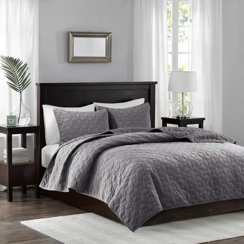 Madison Park Harper 3 Piece Velvet Quilt Set