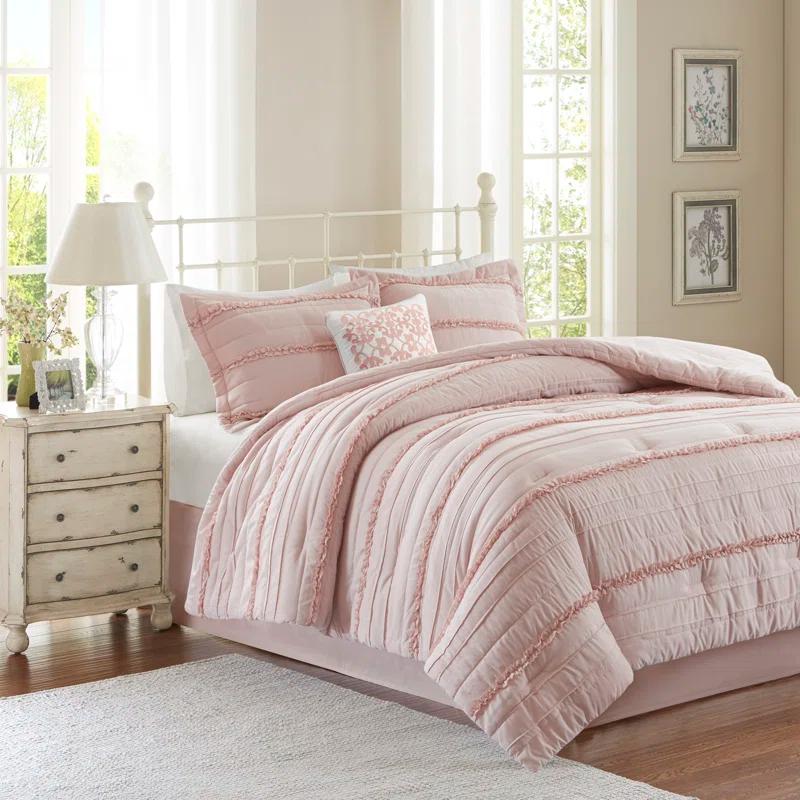 Madison Park Celeste 5 Piece Microfiber Ruffled Comforter Set