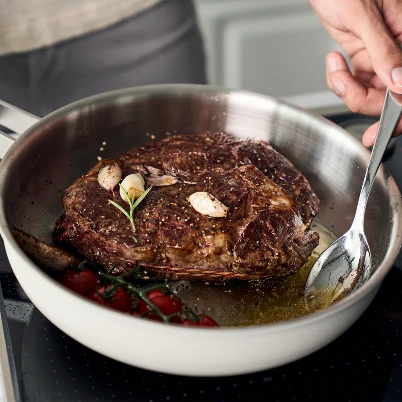 ZWILLING Pure 9.5-inch Stainless Steel Fry Pan, Ivory