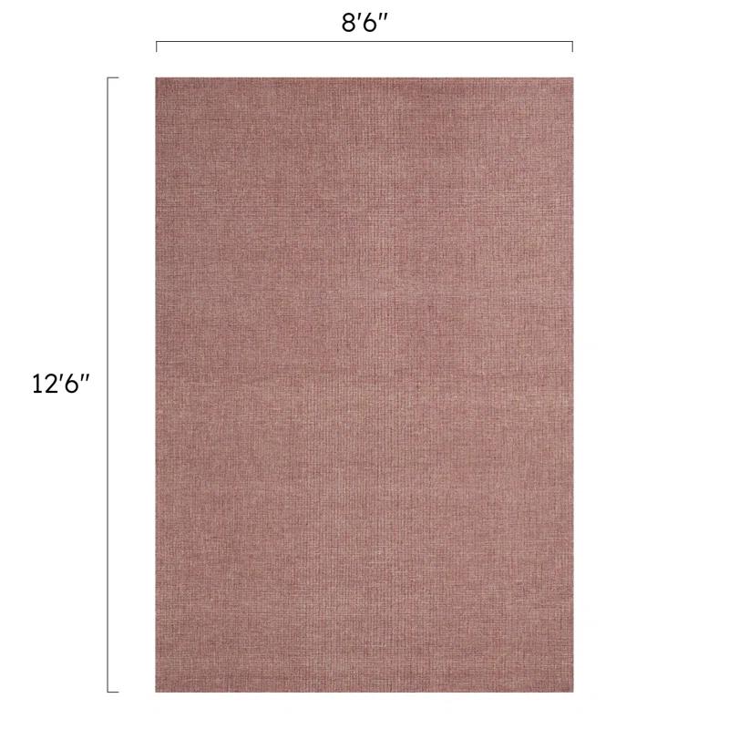 Bryn Hand-Tufted Loop Pile Wool Tweedy Plaid Textured Solid Area Rug Spice Orange Rose Burgundy Tan