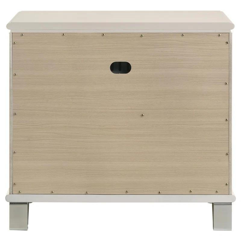 Olivia 2-Drawer Nightstand Bedside Table Pearl White