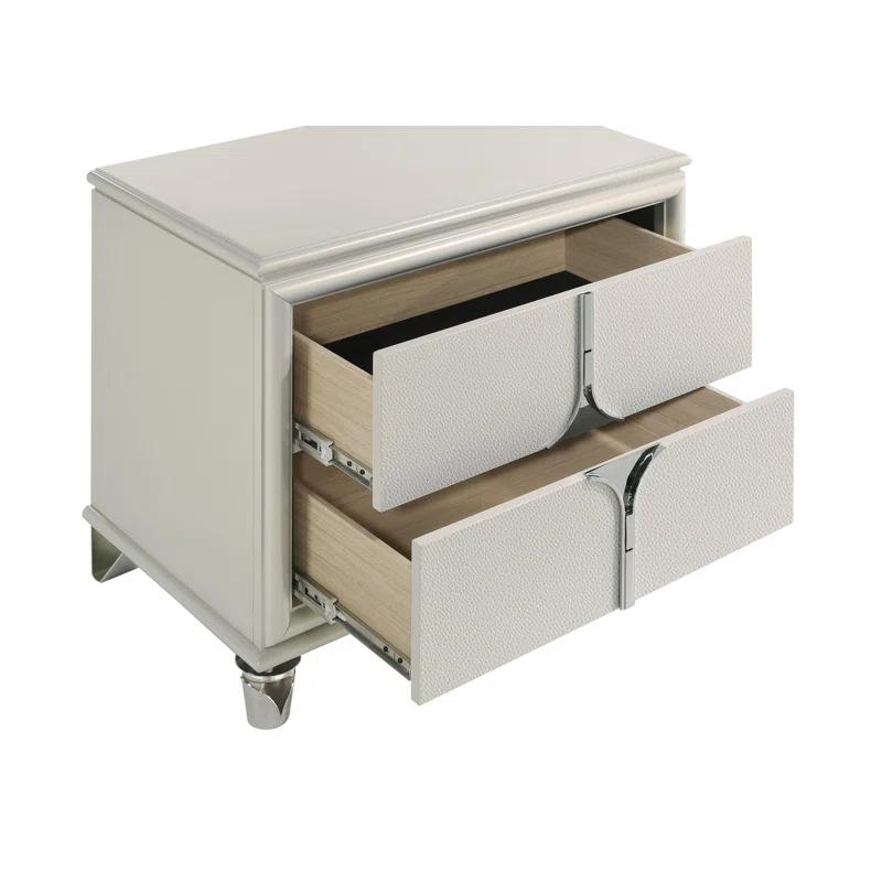 Olivia 2-Drawer Nightstand Bedside Table Pearl White