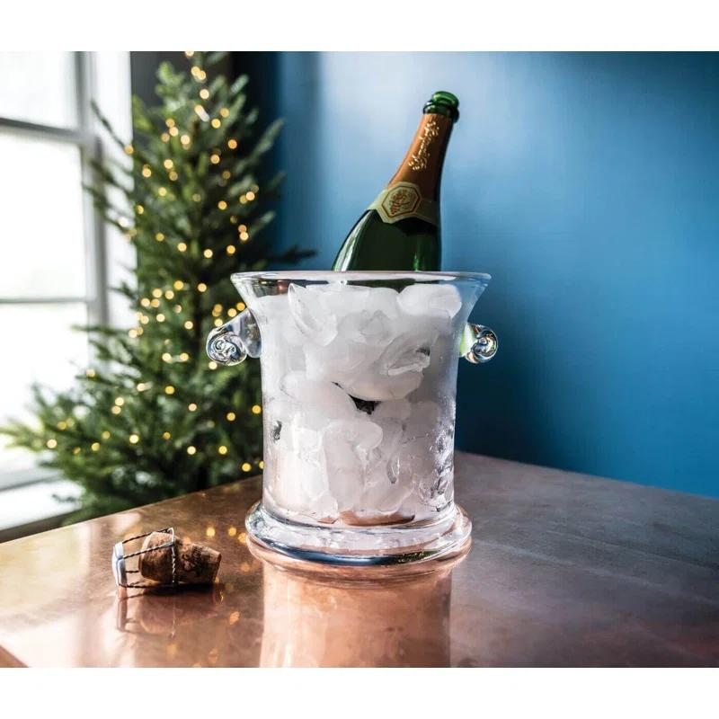 Medium Clear Glass Ice Bucket with Spiral Handles