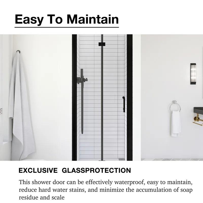 30 In. W X 72 In. H Pivot Semi-Frameless Shower Door